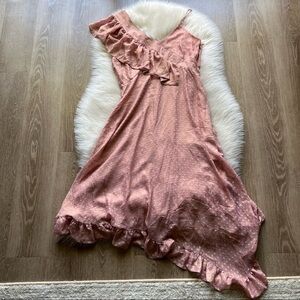 ASOS Asymmetric Midi Ruffle Tea Dress Swiss Dot